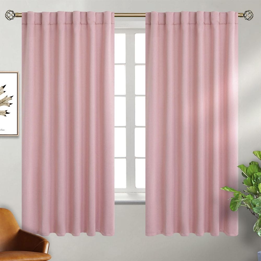 Cortinas Blackout BGment com isolamento térmico rosa 133x160cm