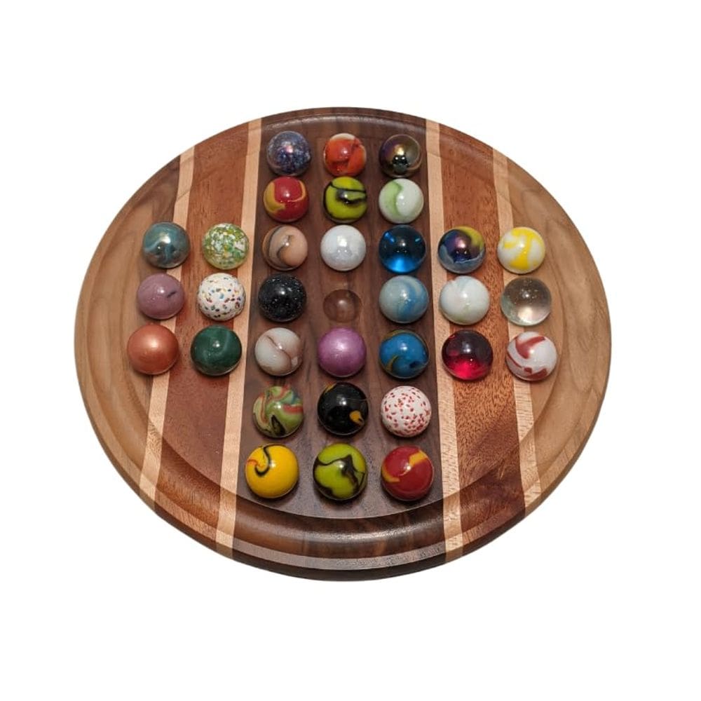 Jogo de tabuleiro Marble Solitaire Marble Board Games feito à mão 16"