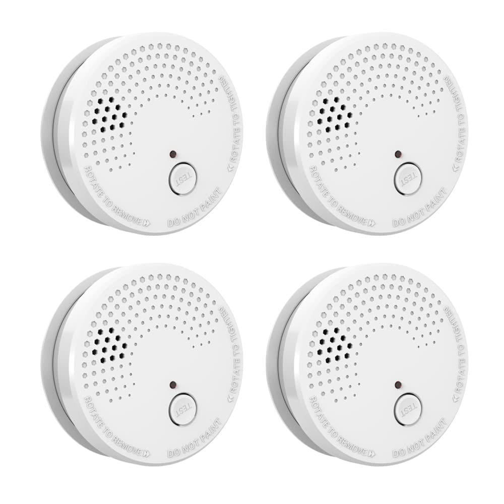 Detector de fumaça e alarmes de incêndio LSHOME 9V operados por bateria (pacote com 4)