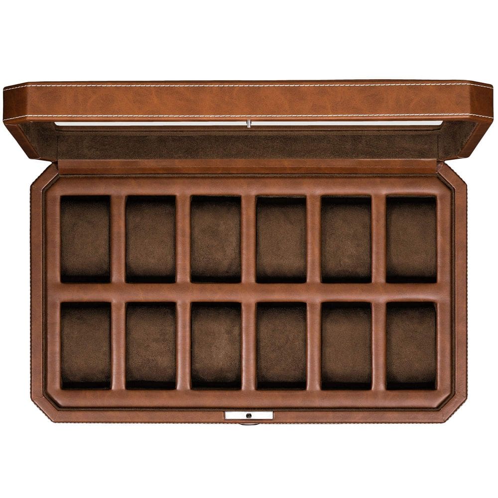 Watch Box ROTHWELL, organizador de estojos luxuosos de couro com 12 slots