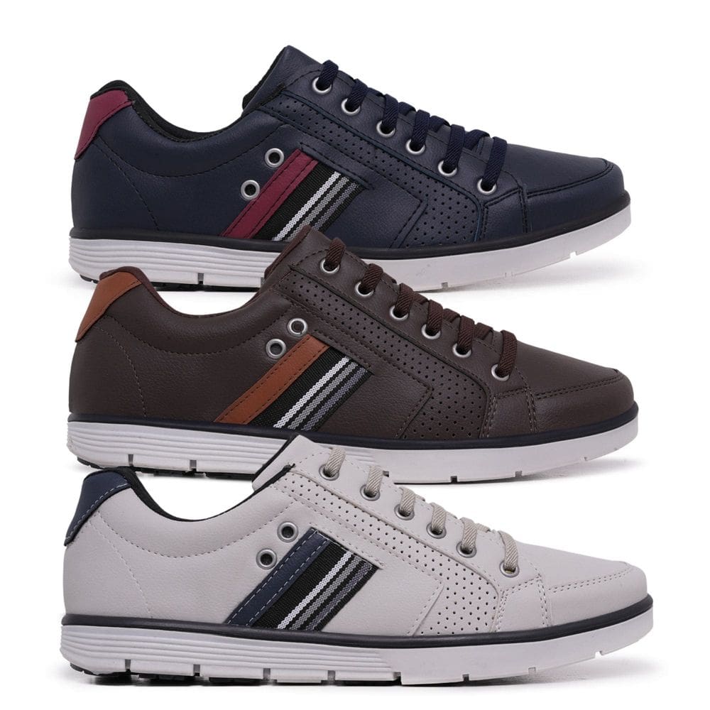 Kit 3 Sapatênis Masculinos Social Urban com Zíper e Elástico
