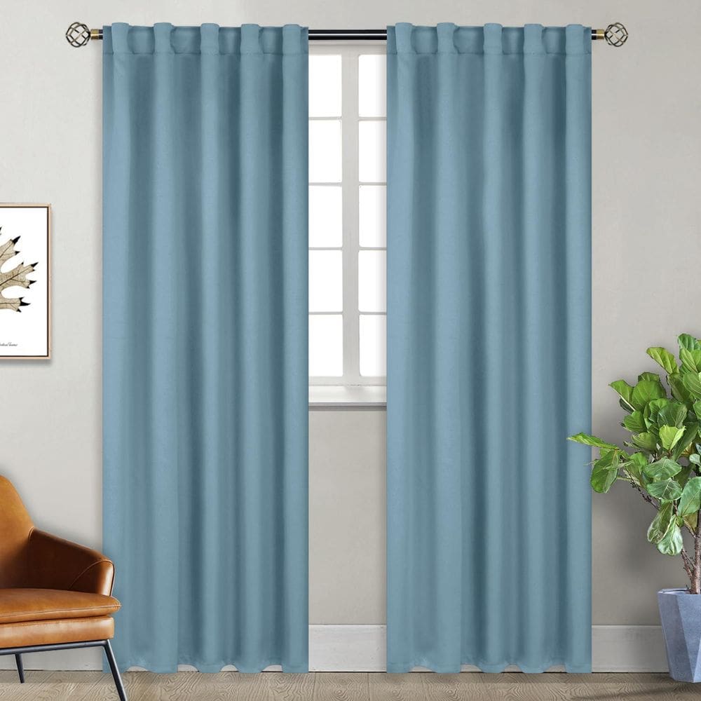 Cortinas Blackout BGment com isolamento térmico 107x213cm, azul acinzentado