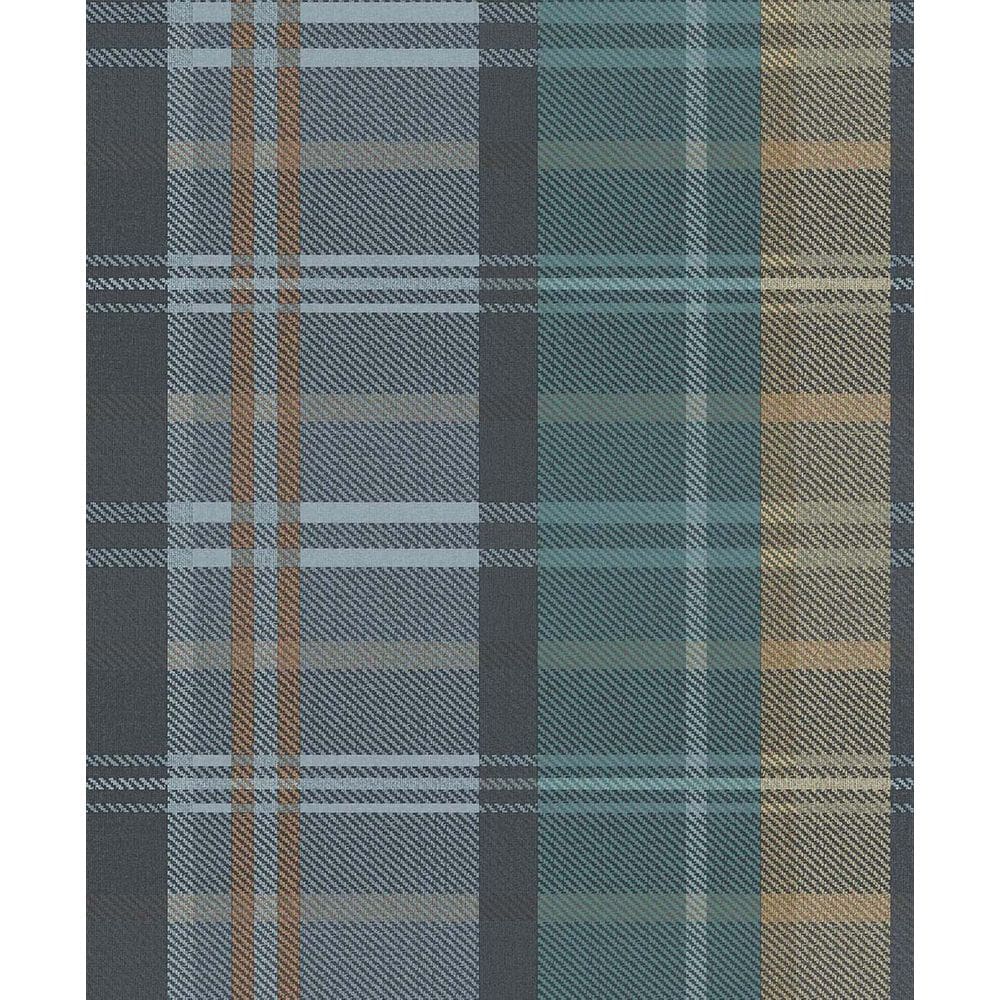 Papel de Parede Botany House Xadrez Azul 15566