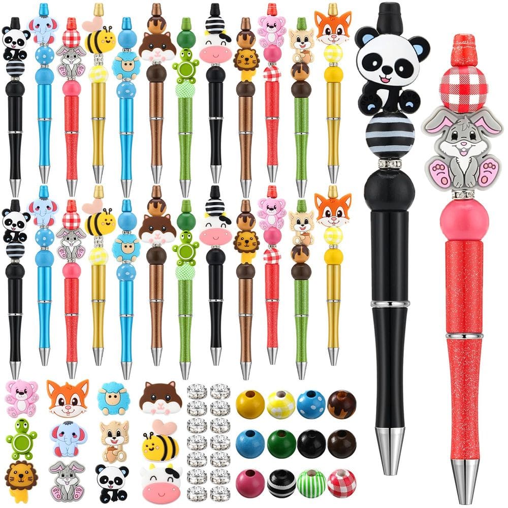 Caneta Beadable Ctosree Animal Silicone Beads Black Ink x36