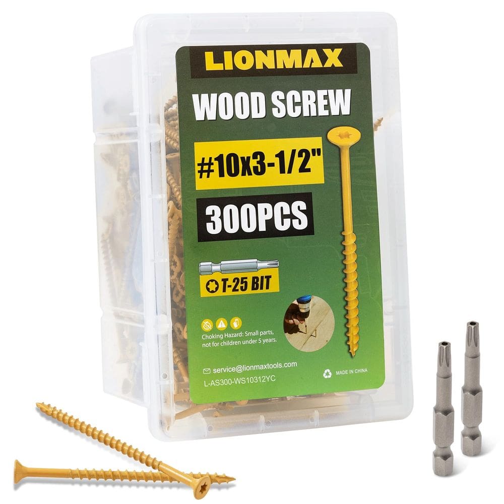Parafusos de convés LIONMAX 8,9 cm Madeira #10 x 8,9 cm 300 unidades resistentes à ferrugem