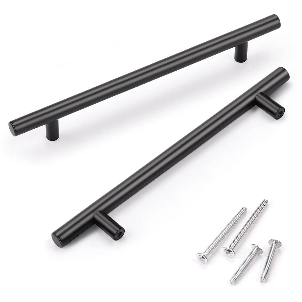 Maçanetas de porta de armário KNOBWELL Matte Black, pacote com 20, 160 mm