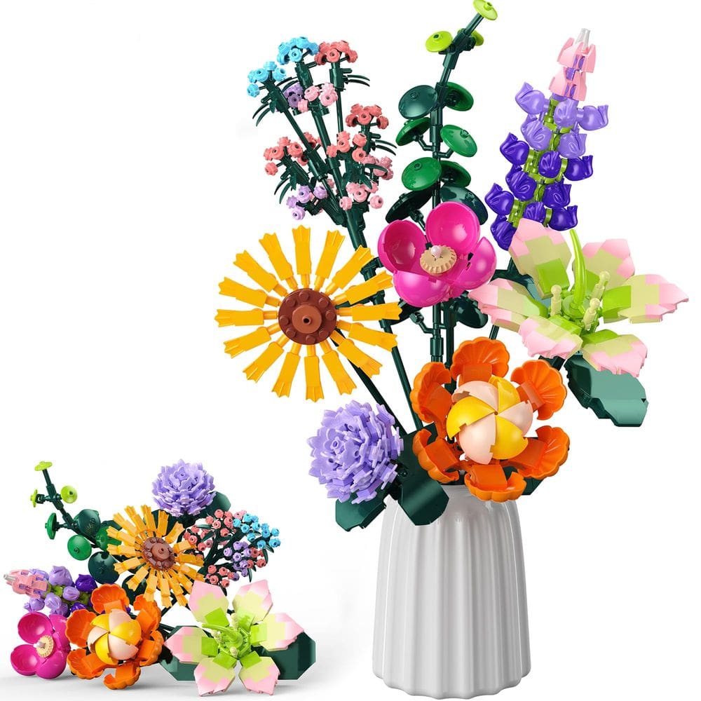 Kit de construção de buquês de flores Booyuer 861 unidades da coleção floral