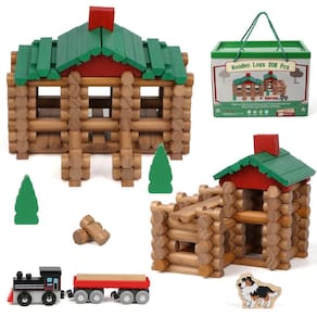 Conjunto de troncos de madeira Wondertoys 208 peças para meninos de 3 anos ou mais