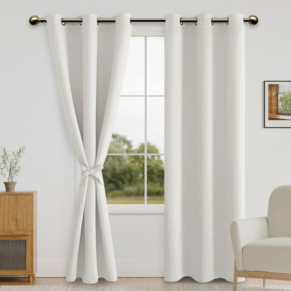 Cortinas Blackout DWCN para quarto 107x213cm Ivory 2 painéis