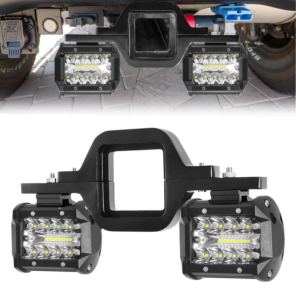 Engate de luz LED EBestauto de reboque de 10 cm com suporte de engate de reboque de 5 cm