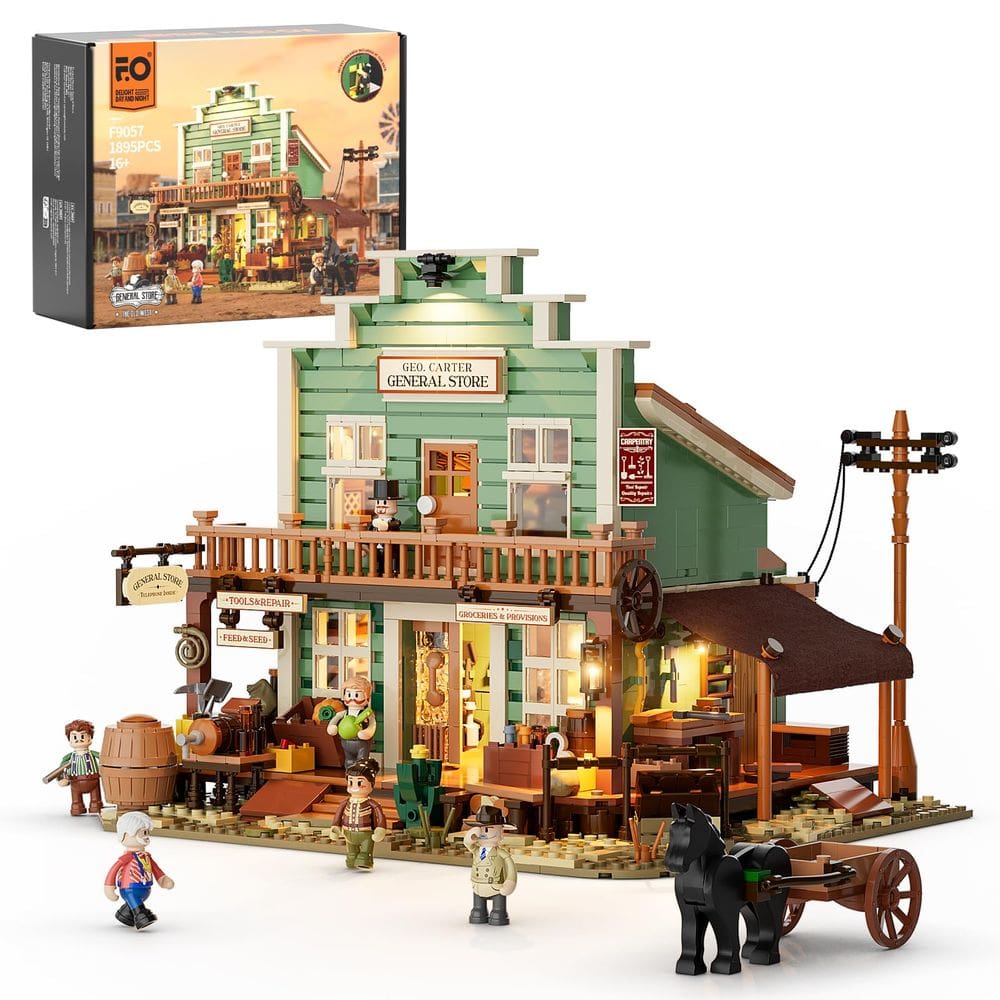 Conjunto de tijolos de construção FUNWHOLE Western General Store 1895 unidades