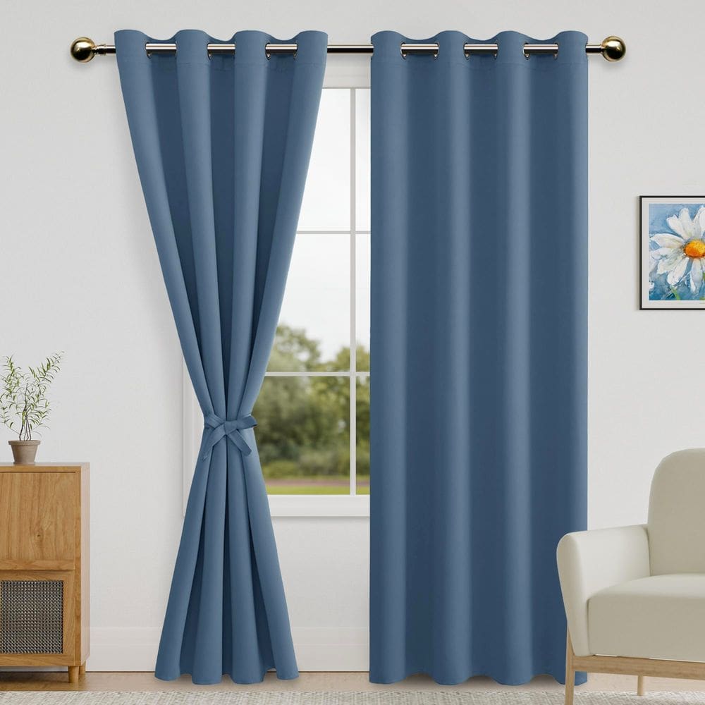 Cortinas Blackout DWCN Dusty Blue 132x213cm com gravatas x2