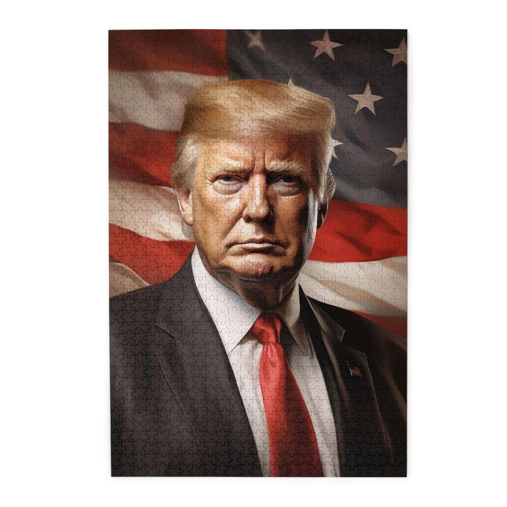 Quebra-cabeça Trump Flag 1000 peças para adultos e crianças