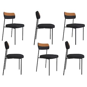 Kit 6 Cadeiras Mila Laminado Caramelo/Linho Grafite - FdECOR