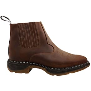 Botina Masculina Country em Couro Costurada à Mão Cano Baixo Solado Ultra Conforto Rodeio Western Oliveira 224