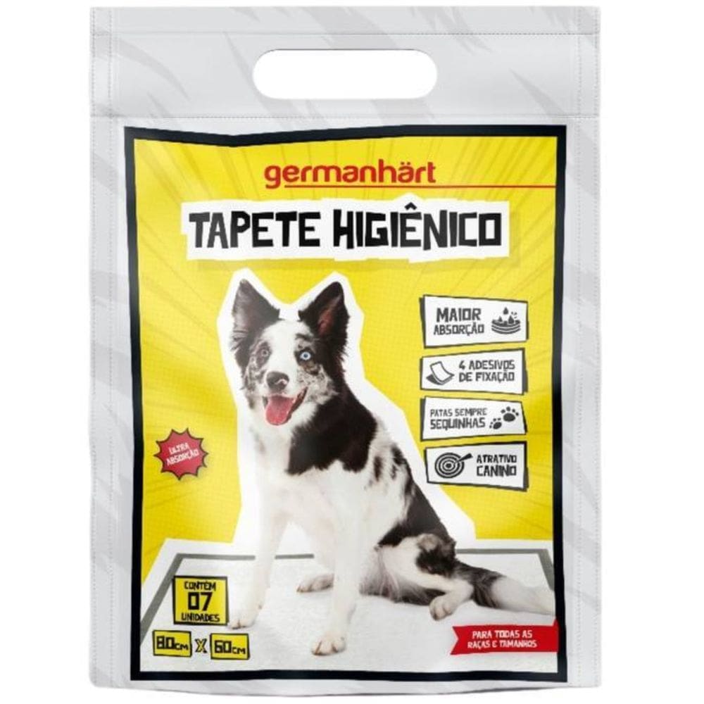 Tapete Higiênico German Hart Antivazamento Com Fitas Fixadoras Para Cães 60x80cm - 7 Unidades