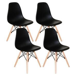 Kit 4 Cadeiras Eiffel Charles Eames Wood Base Madeira PRETA