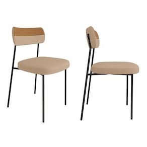 Kit 2 Cadeiras Mila Laminado Caramelo/Linho Bege - FdECOR