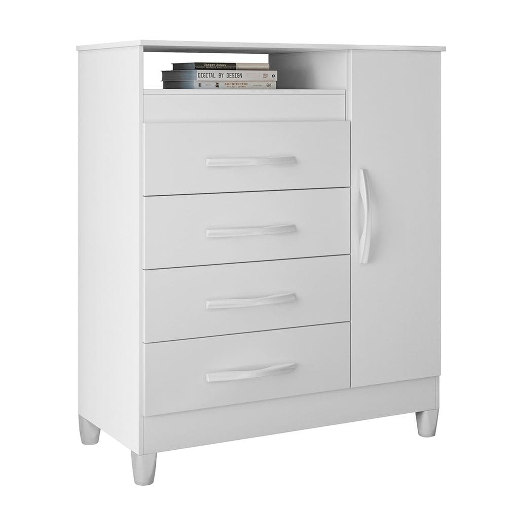 Cômoda Para Quarto 1 Porta 84cm Franci Flex A02 Branco - Mpozenato