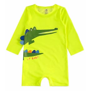 Macaquinho Praia Bebê e Infantil Proteção UV 50+ Jacaré Amarelo Flúor Up Baby