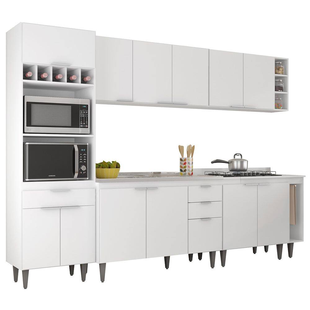 Armário de Cozinha CP07 Com Pia 120cm Pérola Z34 Branco     - Mpozenato