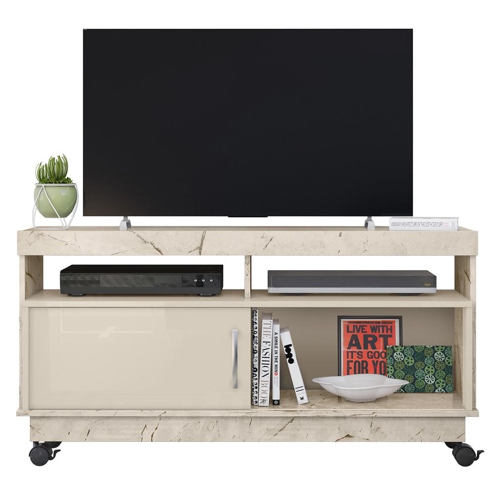 Rack Bancada de TV 50 Pol 121cm Rute Z10 Off/Calacata - Mpozenato