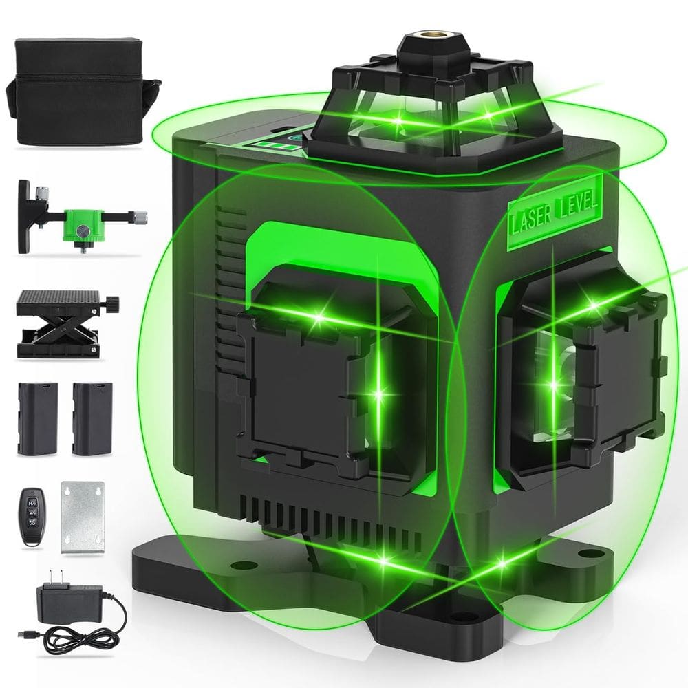 Laser Level Housolution 4x360° 4D Cross Line 130 pés 16 m verde