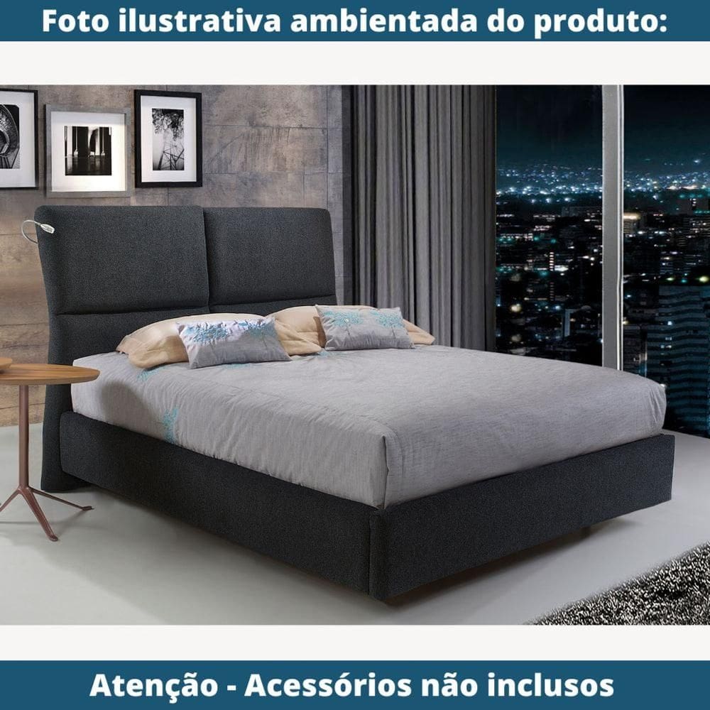 Cama sem Cabeceira MH-2696 Herval Estofado Queen para Colchão 158 cm em Linho A