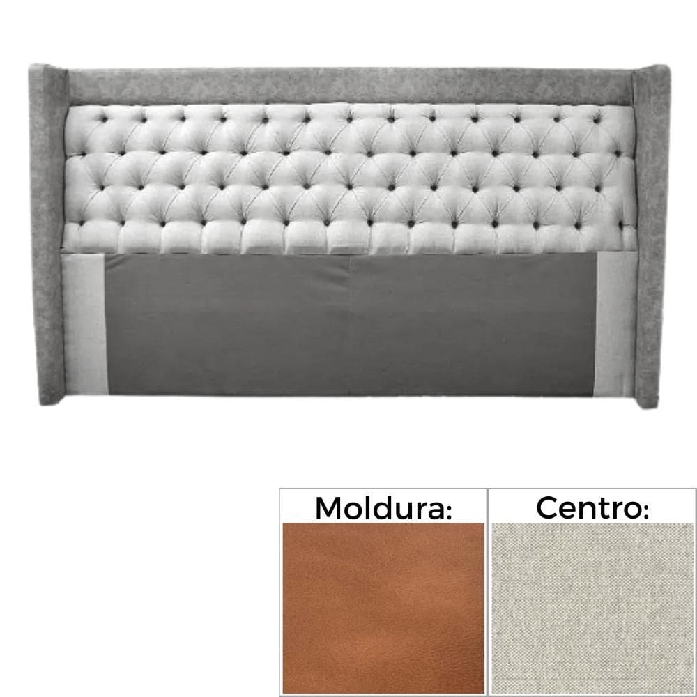 Cabeceira MH-2690 Herval Estofada Queen para Colchão 158 cm Moldura Marrom A Linho Cinza C