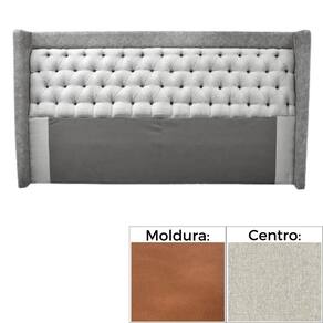 Cabeceira MH-2690 Herval Estofada Casal para Colchão 138 cm Moldura Marrom A Linho Cinza C