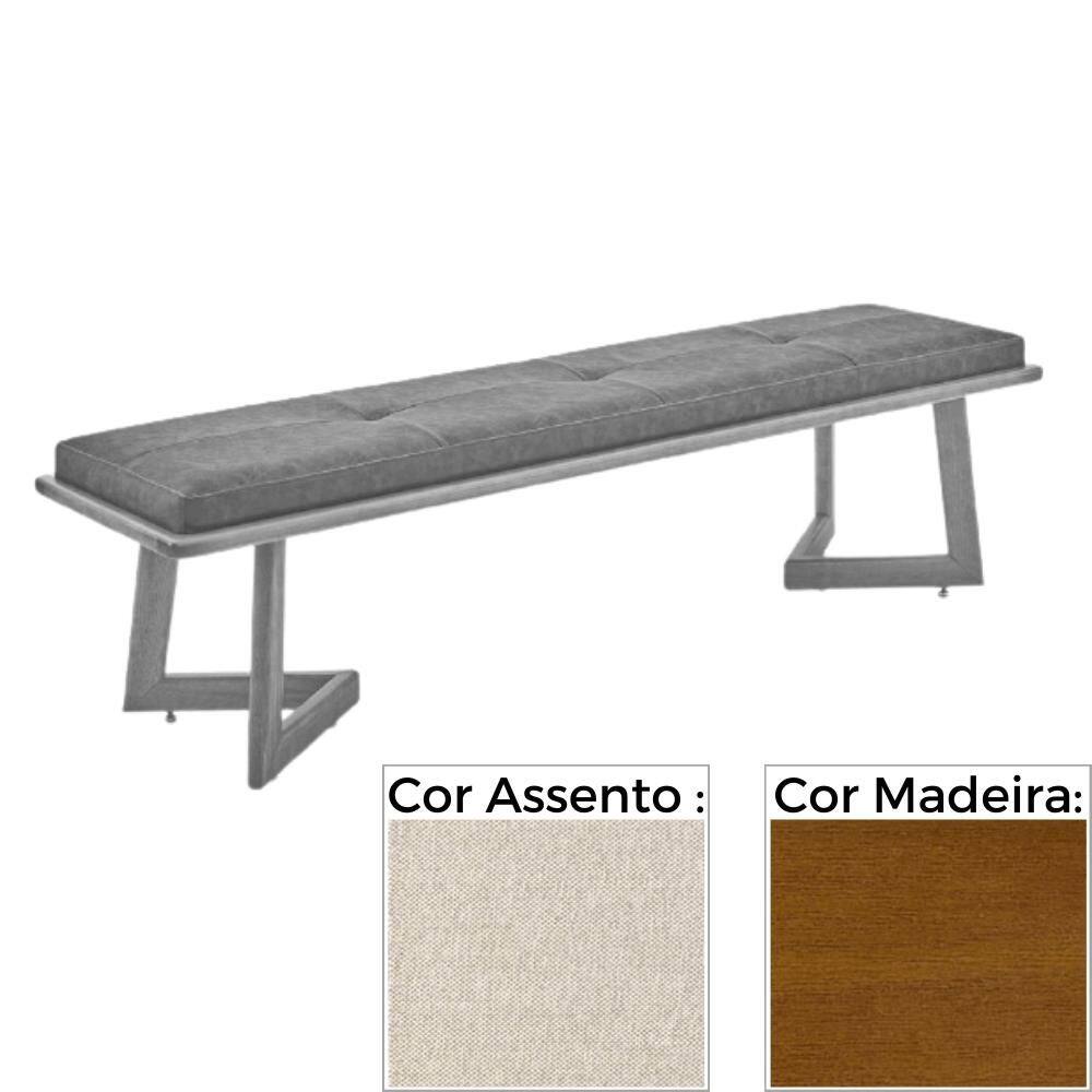 Banco  MH-5347 Herval 155 cm Madeira Amêndoa Assento Estofado Bege C
