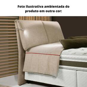 Cabeceira MH-2694 Herval Estofado Casal para Colchão 138 cm com Luminária Linho Cinza C