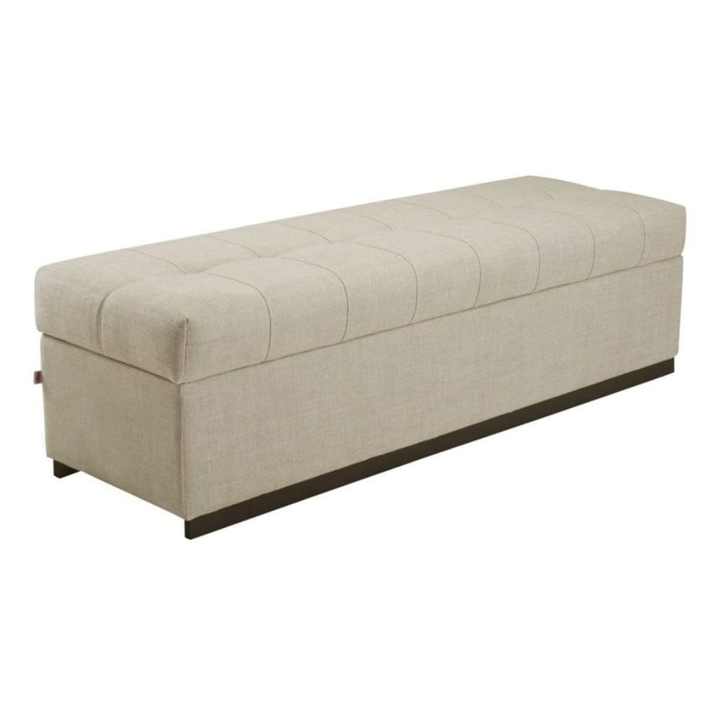 Baú Recamier Gomado Herval MH-3724 140 cm (largura) Madeira Eucalipto Estofado Bege B Base Imbuia