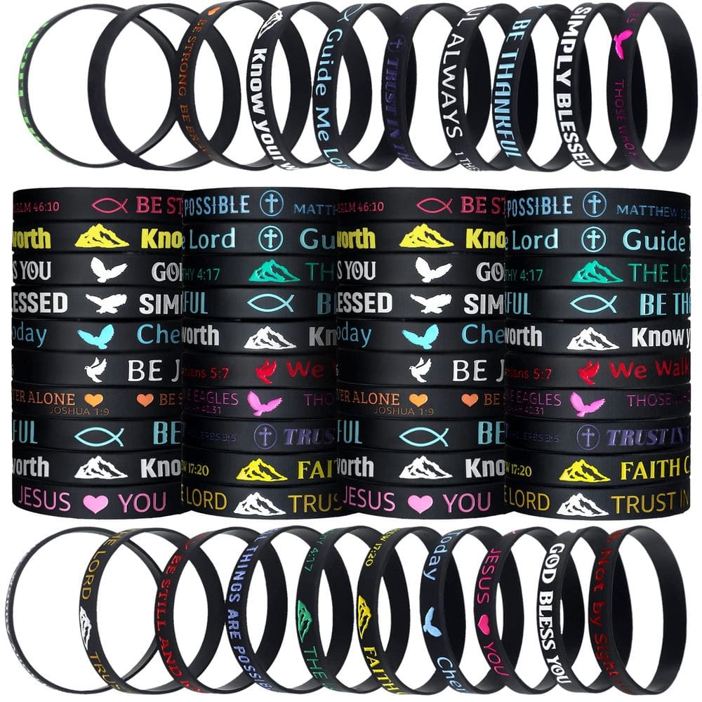 Pulseiras Skylety Bible Verse Bulk Christian Gift 120 unidades