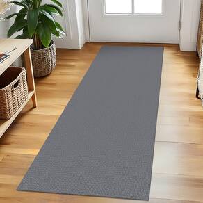 Tapete Runner EARTHALL lavável 60x150cm de algodão cinza escuro