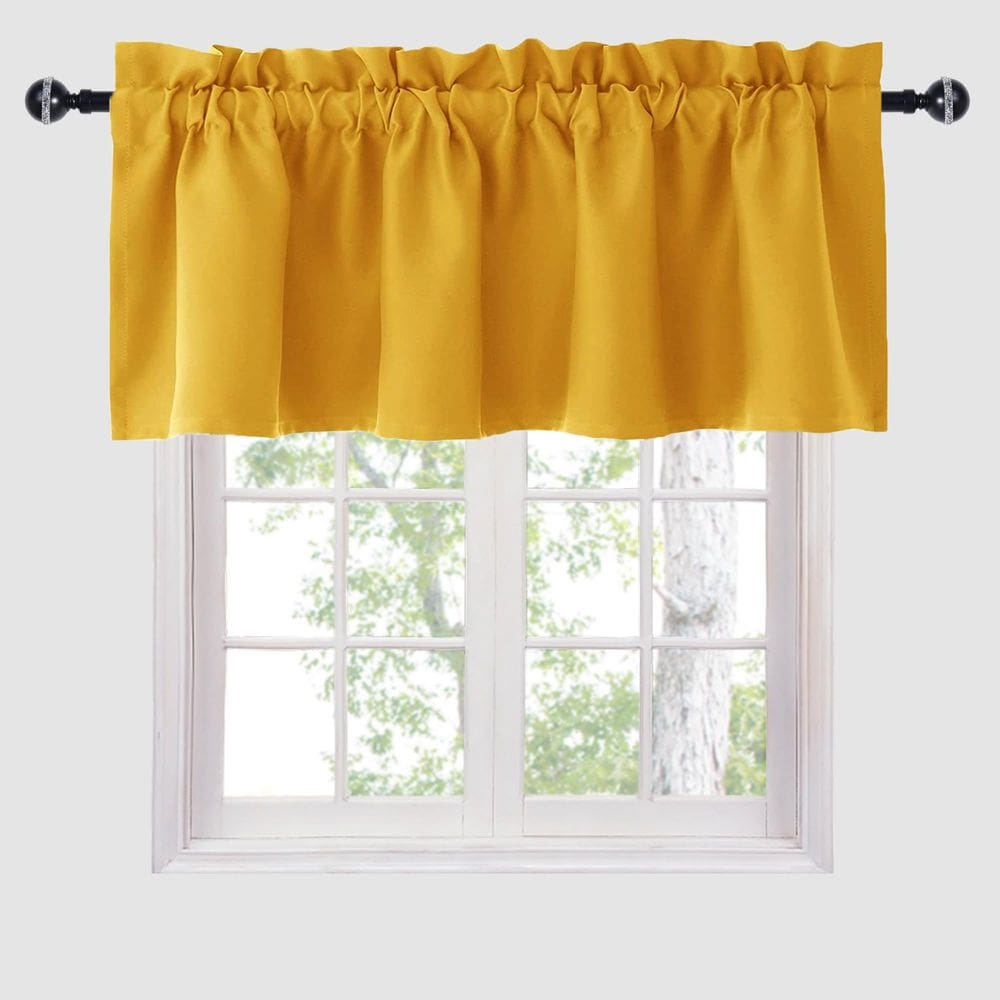 Cortinas Valance Hiasan Yellow Blackout Thermal 52x45cm 1 painel