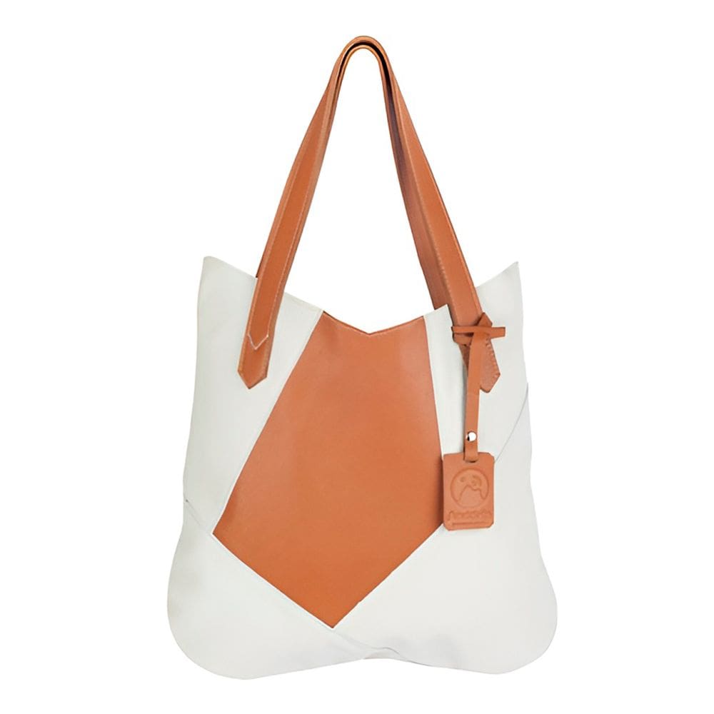 Bolsa Ombro Maria em Couro autêntico Cor Off White