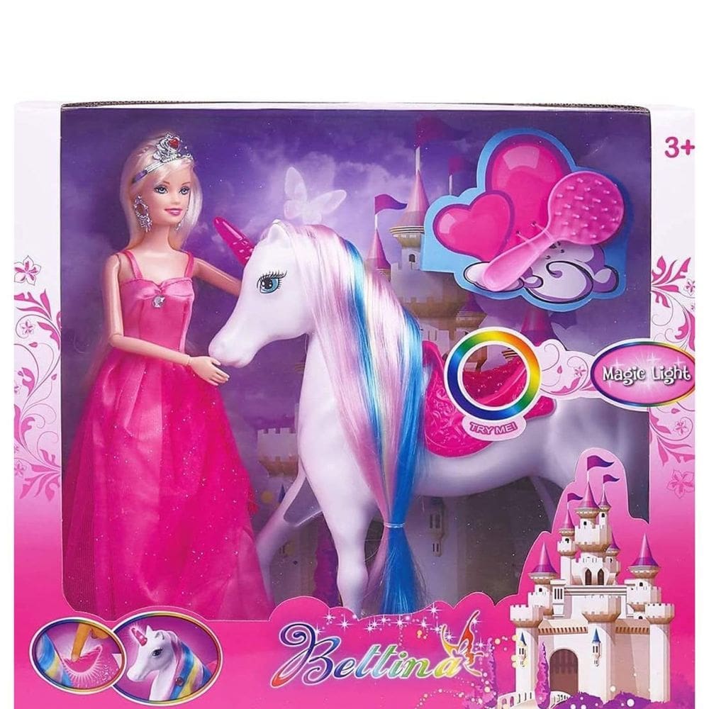Toy Yellow River Magical LED Light Unicórnio com boneca princesa de 11,5"