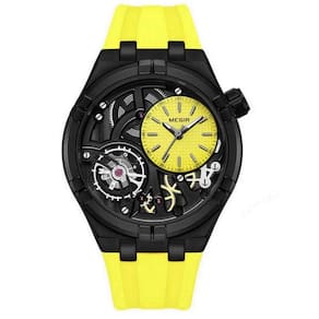 Relógio De Quartzo Esportivo Militar Masculino Pulseira De Silicone Impermeável Amarelo