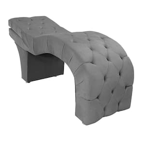 Maca Estética Estofada Reclinável Ergonômica Veludo Camila Cinza