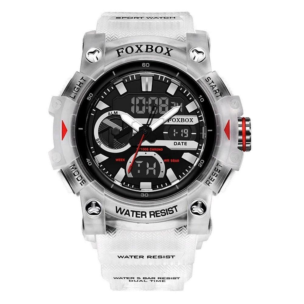 Relógio De Quartzo Masculino Esportivo Digital Led 5atm A Prova D´agua Branco