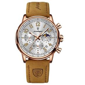 Relógio Esportivo Militar Masculino à Prova D`agua Quartzo Multifuncional Branco Dourado