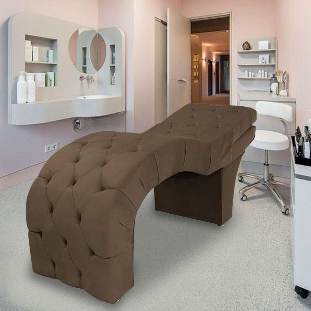 Maca Estética Estofada Reclinável Ergonômica Suede Vanessa Marrom