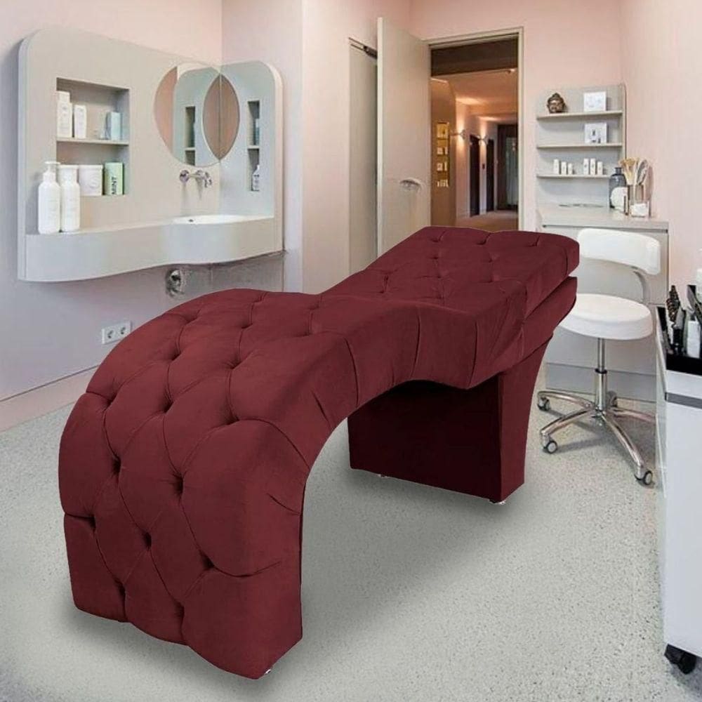 Maca Estética Estofada Reclinável Ergonômica Suede Vanessa Bordô