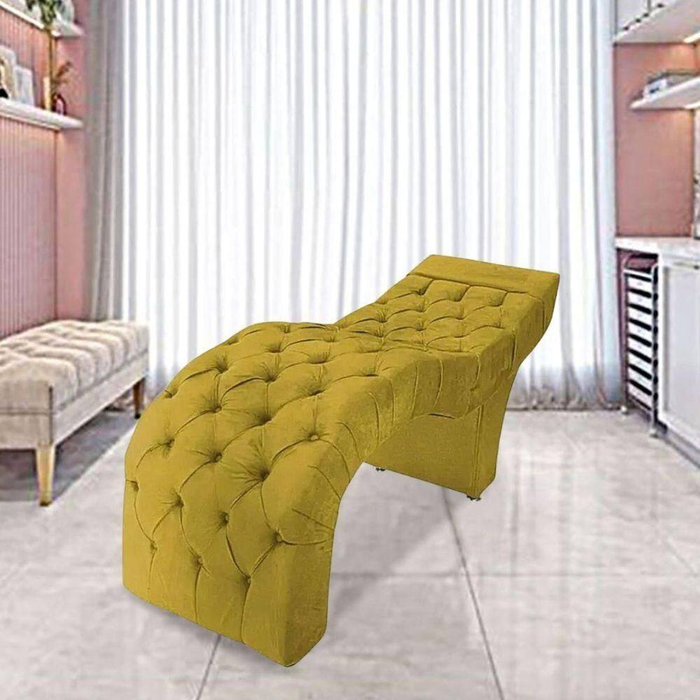 Maca Estofada Estética Cílios Salão Spa Suede Hellen Amarelo