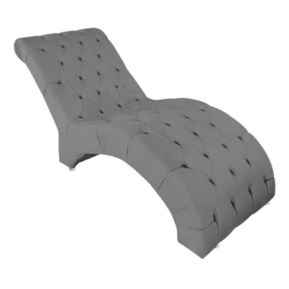 Recamier Divã Espreguiçadeira Para Sala Cliníca Aline Veludo Cinza