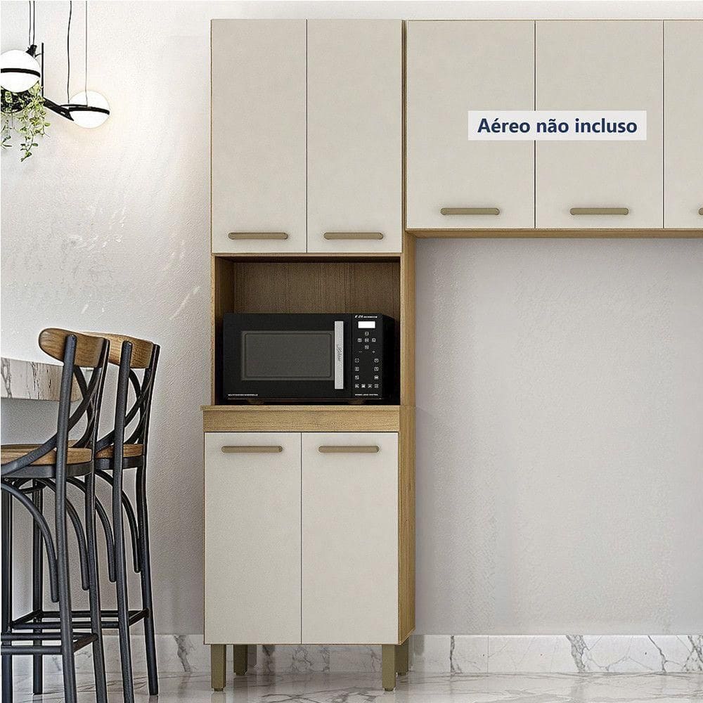 Paneleiro Com Nicho 4 Portas São Luis Valdemoveis Cinamomo/off White