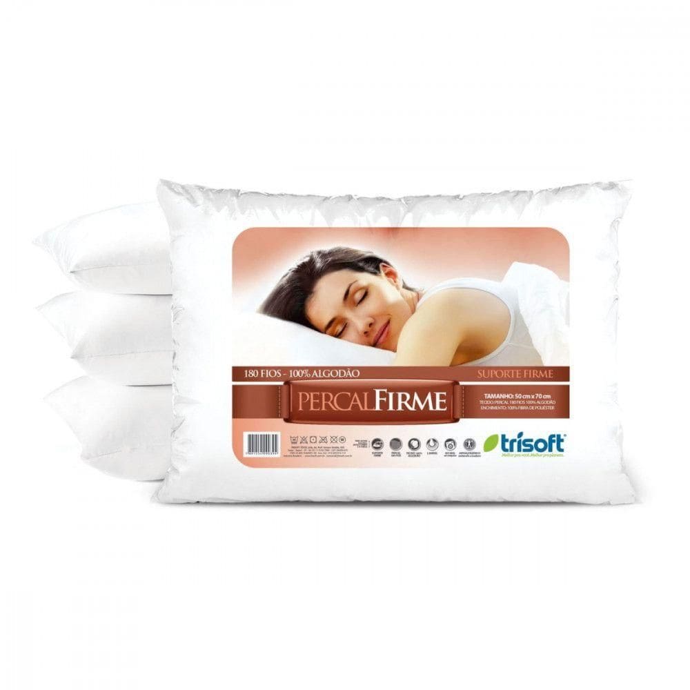 Travesseiro Lavável Percal Firme 50x70cm Algodão Trisoft Branco