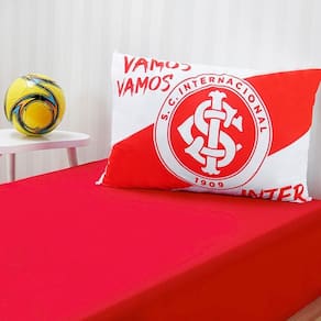 Jogo De Cama Bene Casa Solteiro Malha 100% Algodão Clube Internacional 2 Peças Vermelho