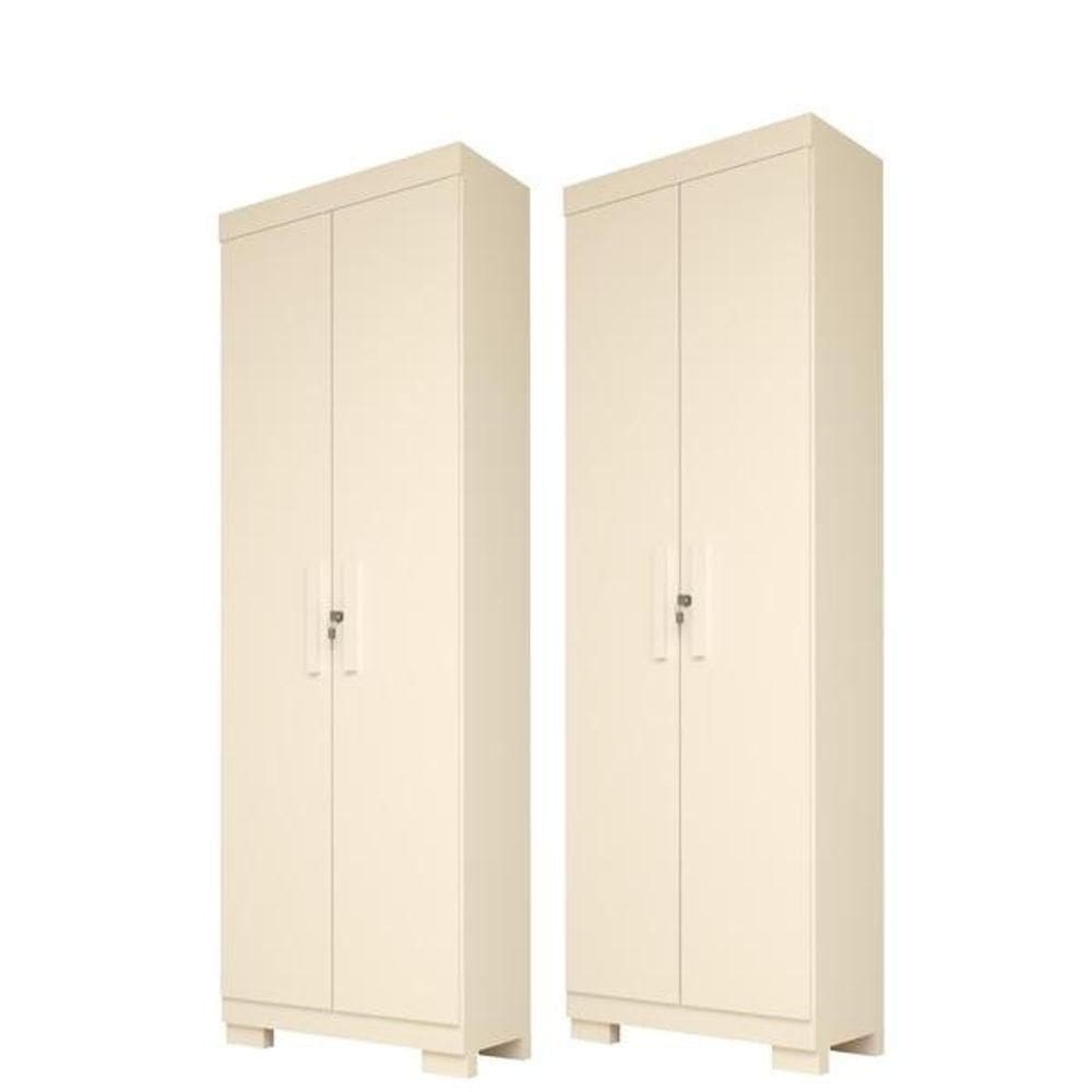 Kit 2 Armário Multiuso Israel 2 Portas Com Chave 100% Mdf Linhamobília Branco